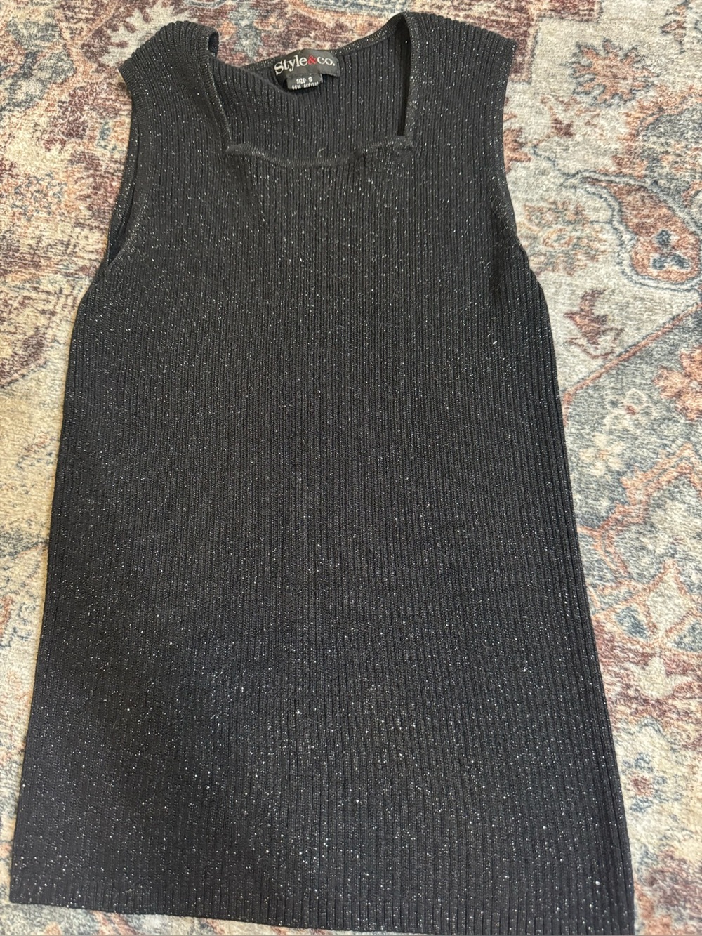 Style & Co. Black Sparkle Ribbed Sleeveless Dress